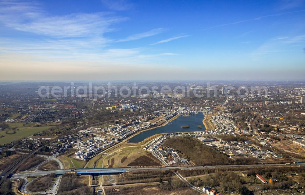 Aerial photograph Dortmund - Development area of industrial wasteland Phoenix See in Dortmund in the state North Rhine-Westphalia