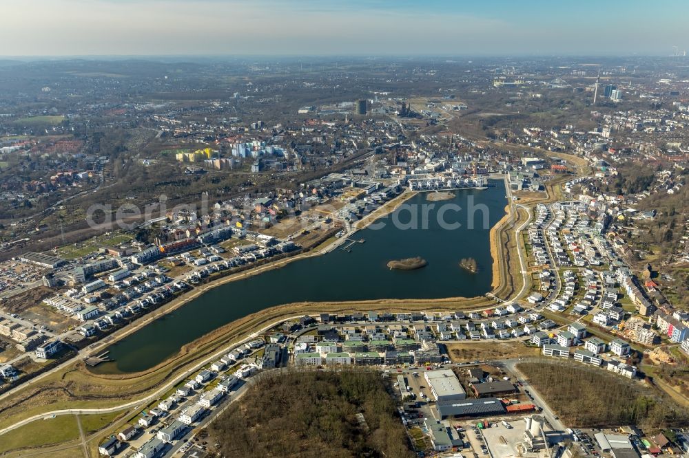 Aerial image Dortmund - Development area of industrial wasteland Phoenix See in Dortmund in the state North Rhine-Westphalia