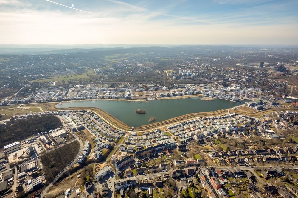 Dortmund from the bird's eye view: Development area of industrial wasteland Phoenix See in Dortmund in the state North Rhine-Westphalia