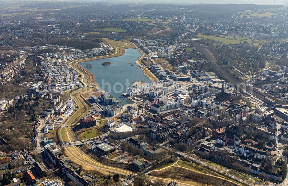 Dortmund from above - Development area of industrial wasteland Phoenix See in Dortmund in the state North Rhine-Westphalia