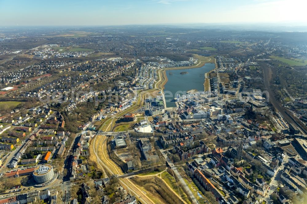 Dortmund from the bird's eye view: Development area of industrial wasteland Phoenix See in Dortmund in the state North Rhine-Westphalia