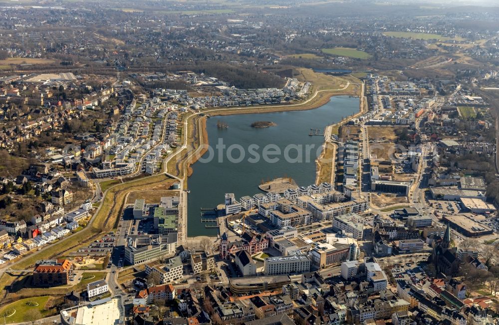 Aerial image Dortmund - Development area of industrial wasteland Phoenix See in Dortmund in the state North Rhine-Westphalia