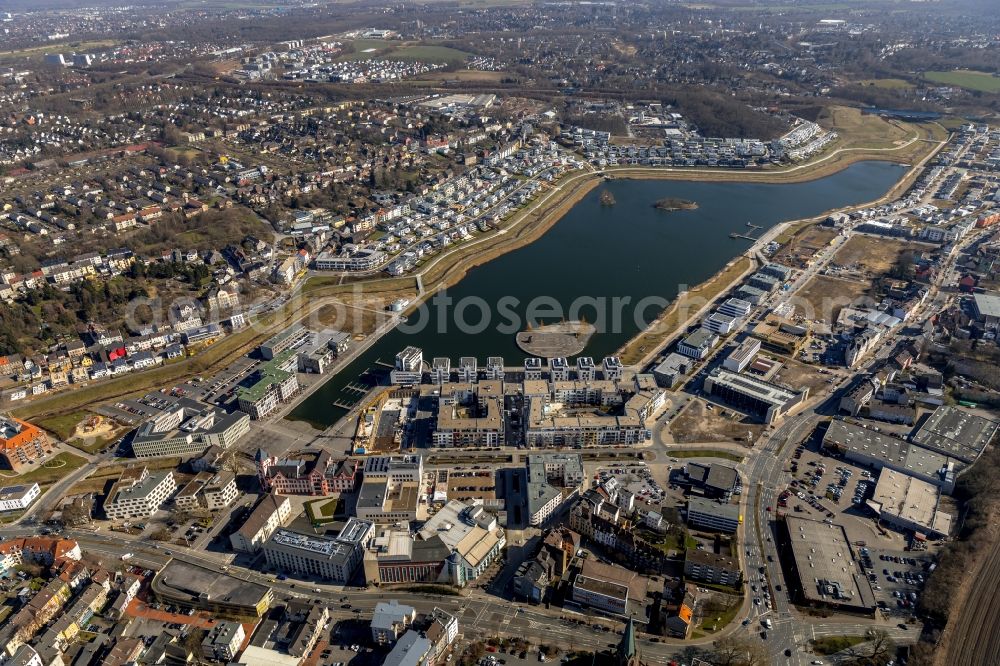 Dortmund from above - Development area of industrial wasteland Phoenix See in Dortmund in the state North Rhine-Westphalia