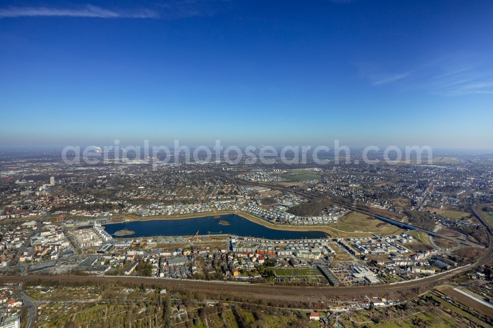 Aerial image Dortmund - Development area of industrial wasteland Phoenix See in Dortmund in the state North Rhine-Westphalia