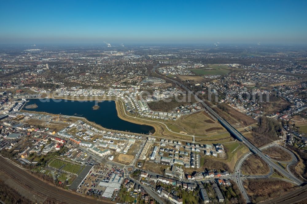 Aerial photograph Dortmund - Development area of industrial wasteland Phoenix See in Dortmund in the state North Rhine-Westphalia