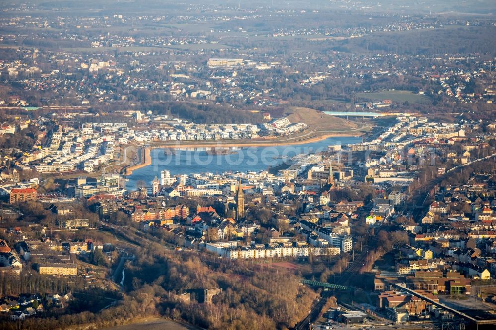 Dortmund from above - Development area of industrial wasteland Phoenix See in Dortmund in the state North Rhine-Westphalia