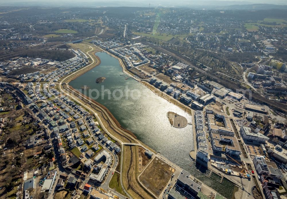 Aerial image Dortmund - Development area of industrial wasteland Phoenix See in Dortmund in the state North Rhine-Westphalia