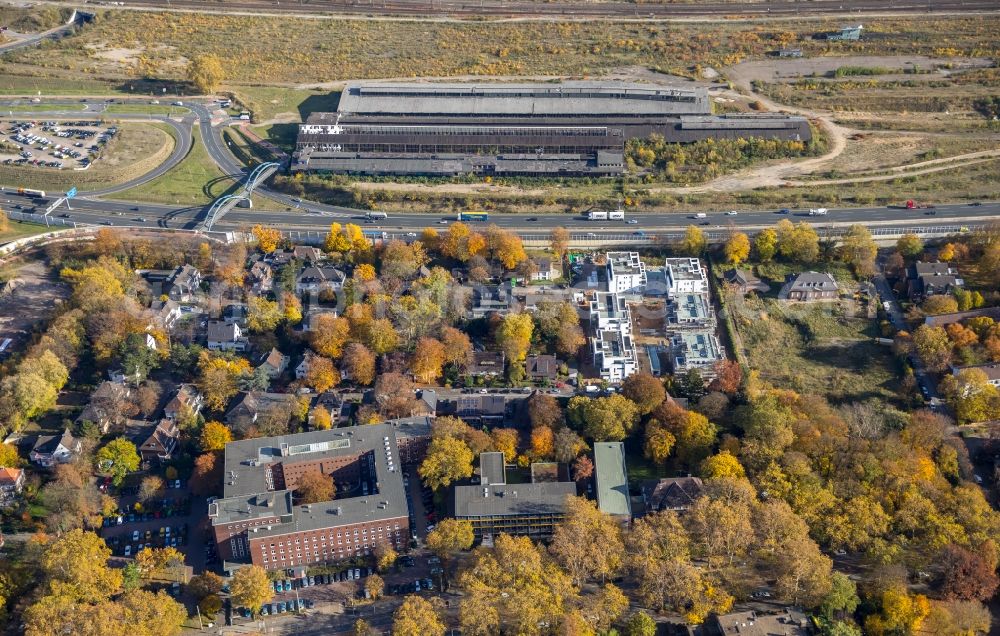 Aerial photograph Duisburg - Development area of the decommissioned and unused land and real estate on the former marshalling yard and railway station of Deutsche Bahn in Duisburg in the state North Rhine-Westphalia, Germany