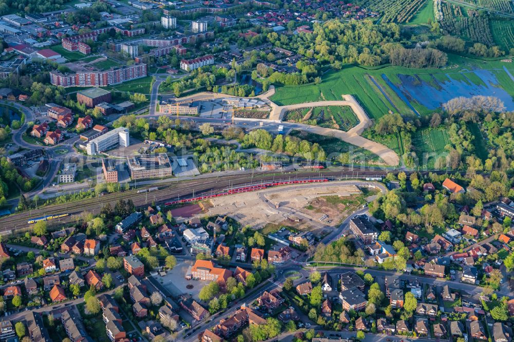 Stade from the bird's eye view: Developing field of residential and commercial space Am Gueterbahnhof in Stade in the state Lower Saxony, Germany