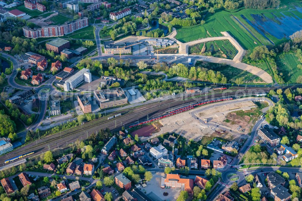 Aerial image Stade - Developing field of residential and commercial space Am Gueterbahnhof in Stade in the state Lower Saxony, Germany