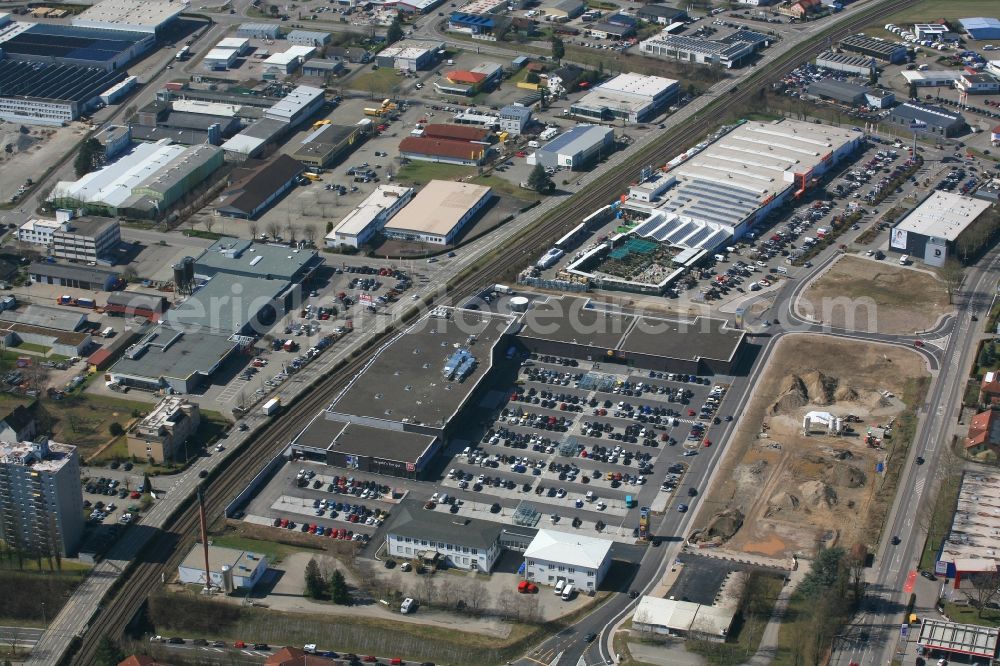 Bad Säckingen from the bird's eye view: Developing field of residential and commercial space Brennet Park in Bad Saeckingen in the state Baden-Wuerttemberg, Germany