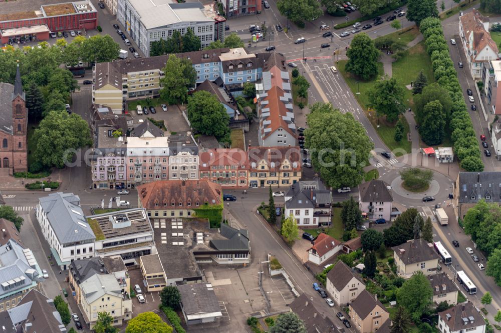 Aerial photograph Lahr/Schwarzwald - Developing field of residential and commercial space Am Friedrich Ebert Platz u. Lotzbeckstrasse in Lahr/Schwarzwald in the state Baden-Wuerttemberg, Germany