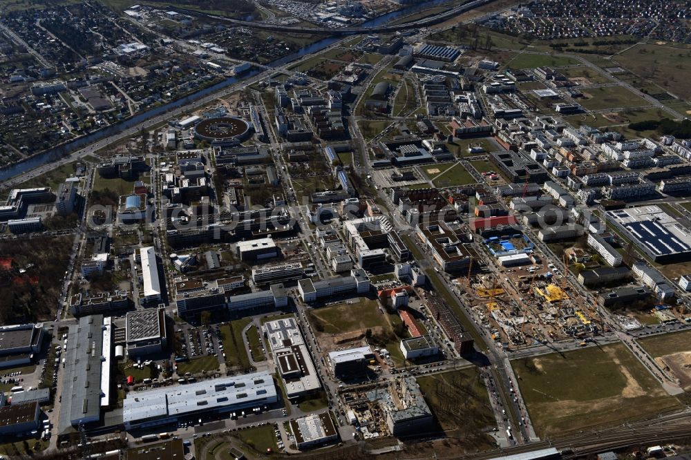 Aerial photograph Berlin - Developing field of residential and commercial space on place Wissenschafts- and Technologiepark Adlershof WISTA in the district Johannisthal in Berlin