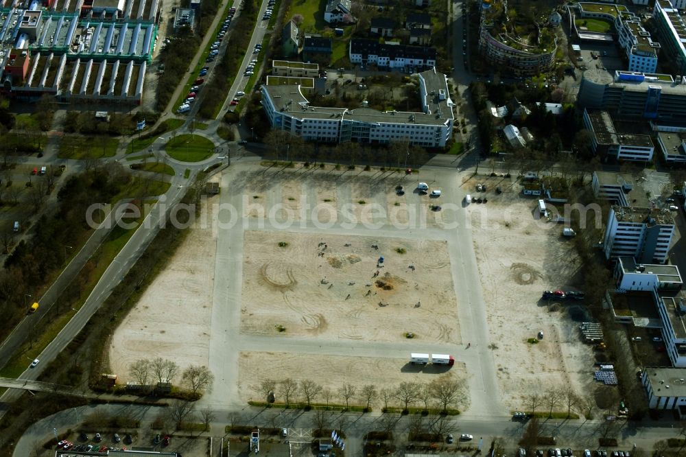 Darmstadt from above - Development area and fallow land for the construction of a new residential area on the measuring site between Schottener Weg and Arheiliger Strasse in Darmstadt in the state Hesse, Germany