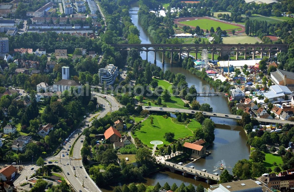 Aerial image Bietigheim-Bissingen - View of Enz in Bietigheim-Bissingen Baden-Wuerttemberg