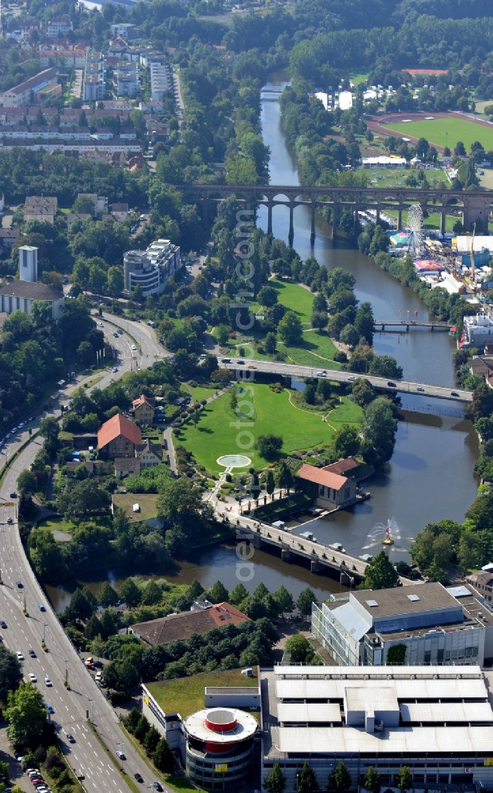 Aerial photograph Bietigheim-Bissingen - View of Enz in Bietigheim-Bissingen Baden-Wuerttemberg