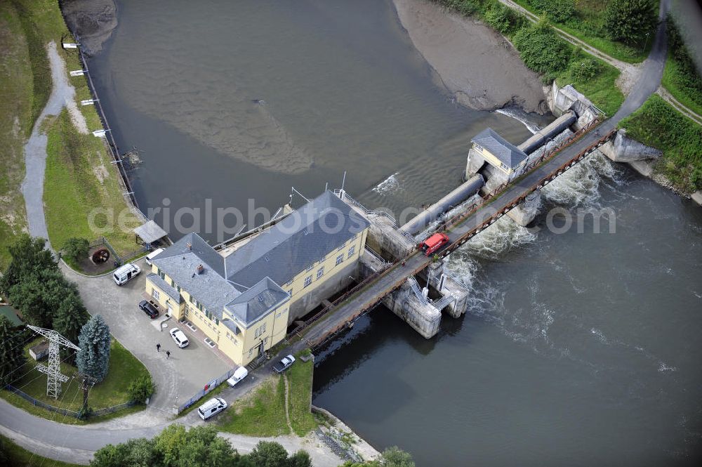 Aerial image Krauthausen - Das Wasserkraftwerk über die Werra im Ortsteil Pferdsdorf-Spichra. Das Kraftwerk wurde von 1923 bis 1925 erbaut und nach 14 Jahren Pause seit 1998 wieder durch die E.ON.Thüriner Energie betrieben. The hydropower plant across the Werra River near the district Pferdsdorf-Spichra.