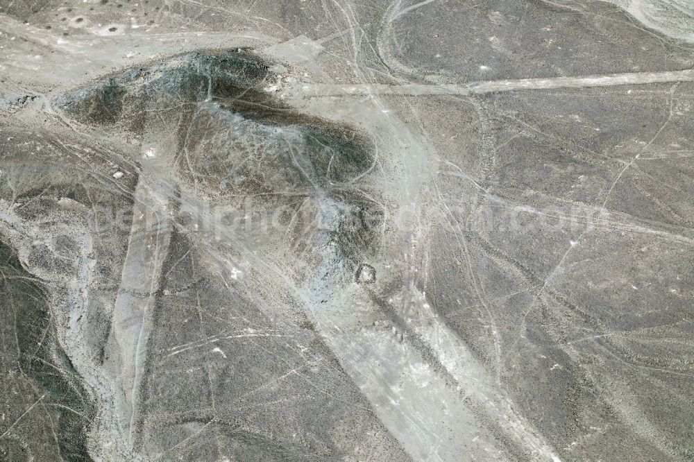 Nazca from above - Geoglyphic earth and soil drawing in the ofert in Nazca in Ica, Peru