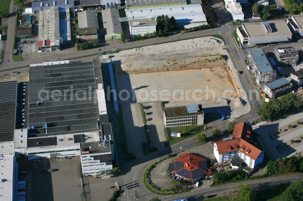 Bad Säckingen from the bird's eye view: Extension - new building - construction site on the factory premises Franke GmbH in Bad Saeckingen in the state Baden-Wurttemberg, Germany