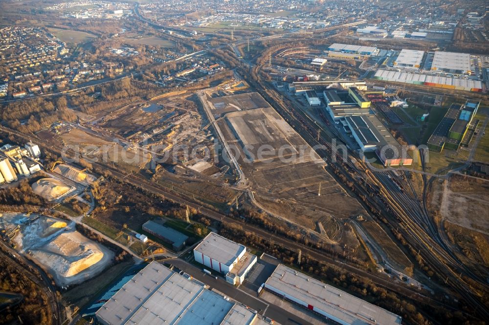 Aerial image Dortmund - Construction site with development works and embankments works auf dem Gelaende des ehemaligen Hoeschgelaendes in Dortmund in the state North Rhine-Westphalia