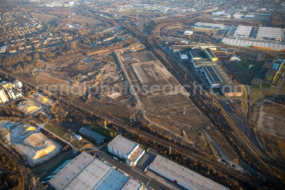 Aerial photograph Dortmund - Construction site with development works and embankments works auf dem Gelaende des ehemaligen Hoeschgelaendes in Dortmund in the state North Rhine-Westphalia