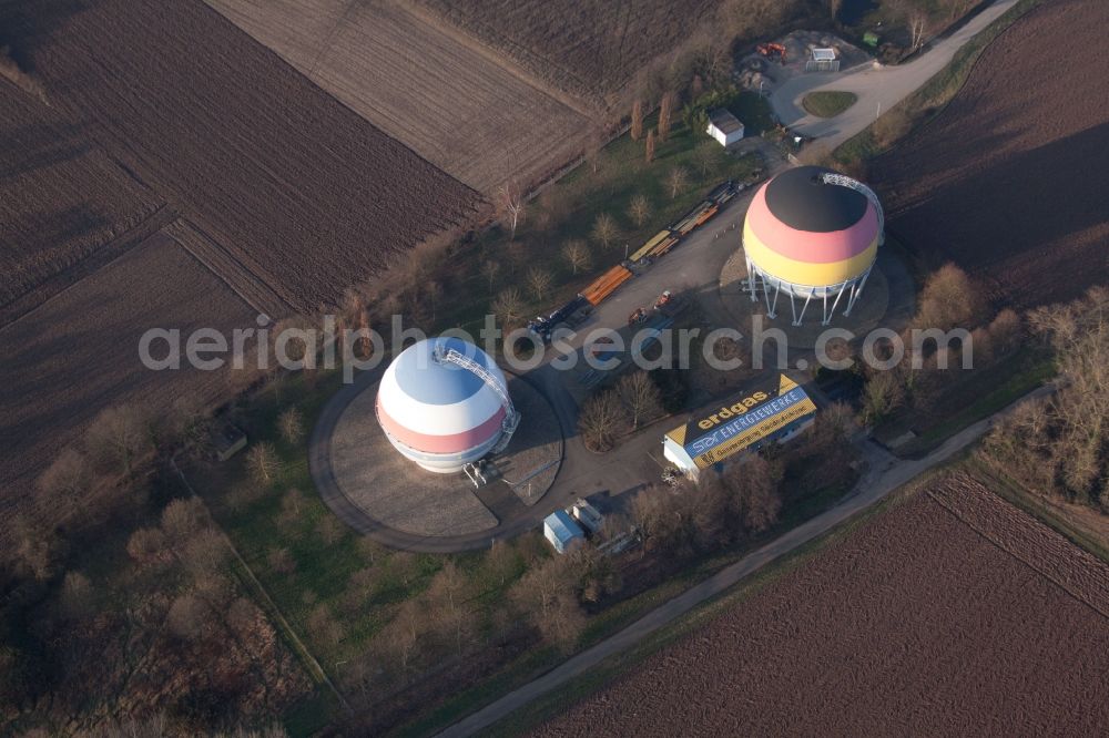 Rastatt from above - Natural gas storage in Rastatt in the state Baden-Wuerttemberg