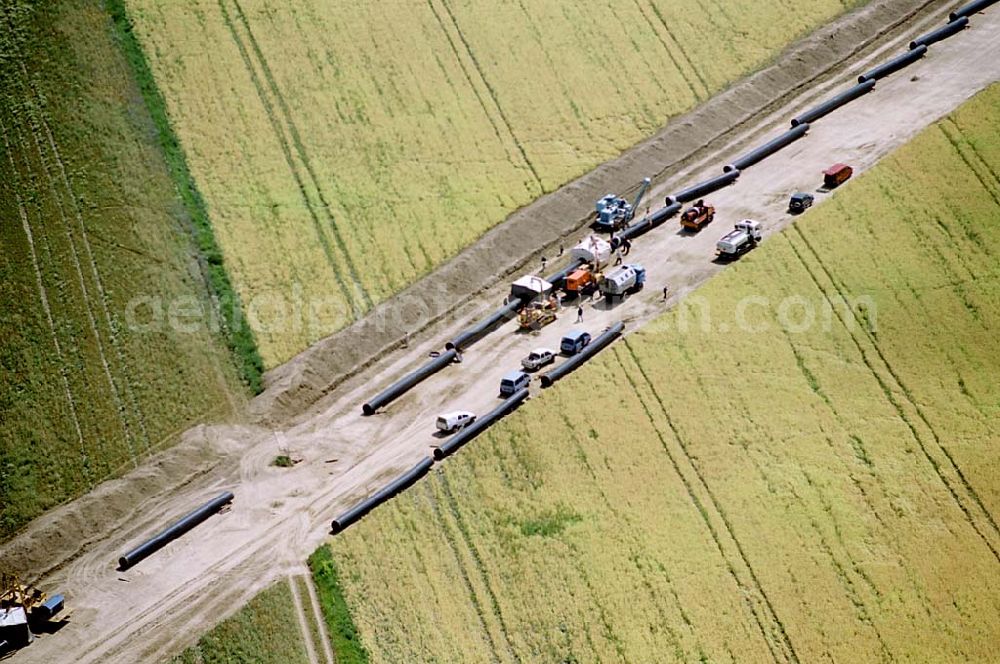 Aerial image Bernau - Werneuchen / Brandenburg - Erdgasleitungsbau zwischen Bernau und Werneuchen. Datum: 24.06.03