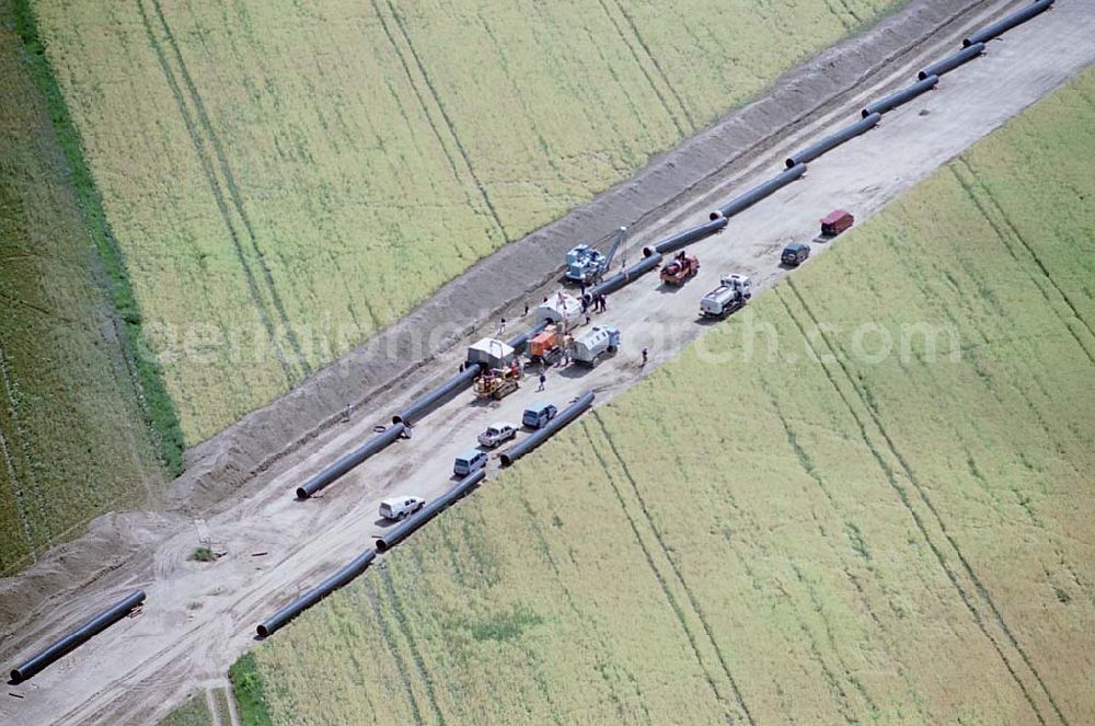 Aerial photograph Bernau - Werneuchen / Brandenburg - Erdgasleitungsbau zwischen Bernau und Werneuchen. Datum: 24.06.03