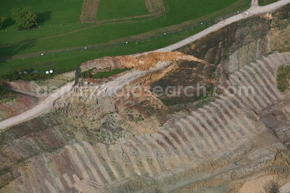 Aerial image Rheinfelden (Baden) - Rainfalls caused a landslide at the construction site with development works and embankments works at the motorway A98 in Rheinfelden (Baden) in the state Baden-Wuerttemberg, Germany