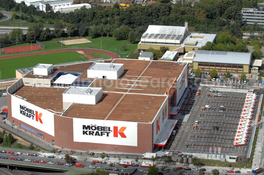 Aerial image Berlin - Eröffnung des bisher größten Berliner Möbelhauses der Firma KRAFT / Möbel Höffner am Sachsendamm in Schöneberg. 40 000 Quadratmeter Verkaufsfläche auf vier Etagen, 20 000 Quadratmeter Lager und 500 neue Arbeitsplätze wird es dann vor Ort geben. Ausführende Baufirma ist die Klebl GmbH,Gößweinstraße 2,92318 Neumarkt,Tel.: (0 91 81) 9 00-0 frank.michaela@klebl.de,E-Mail: klebl@klebl.de