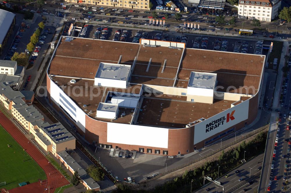 Aerial image Berlin - Eröffnung des bisher größten Berliner Möbelhauses der Firma KRAFT / Möbel Höffner am Sachsendamm in Schöneberg. 40 000 Quadratmeter Verkaufsfläche auf vier Etagen, 20 000 Quadratmeter Lager und 500 neue Arbeitsplätze wird es dann vor Ort geben. Ausführende Baufirma ist die Klebl GmbH,Gößweinstraße 2,92318 Neumarkt,Tel.: (0 91 81) 9 00-0 frank.michaela@klebl.de,E-Mail: klebl@klebl.de