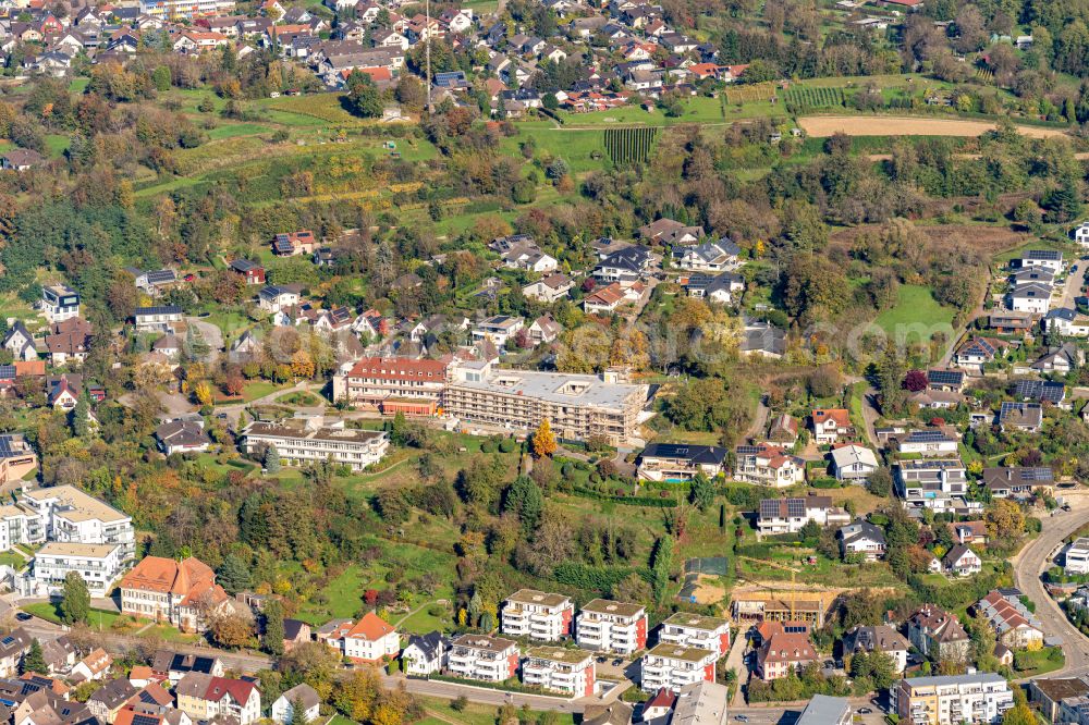 Aerial image Ettenheim - New construction of a rehabilitation clinic on the clinical grounds of the district hospital Ortenauklinik on Robert-Koch-Strasse in Ettenheim in the state Baden-Wuerttemberg, Germany