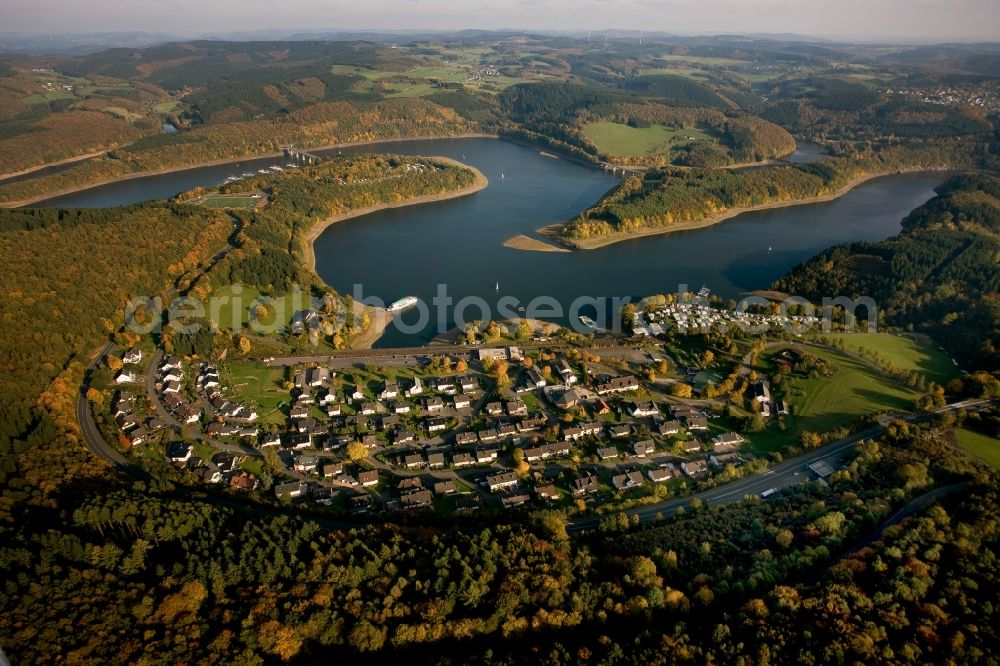 Olpe from above - The Bigge lake near Olpe in North Rhine-Westphalia