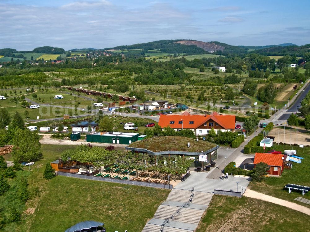 Aerial photograph Olbersdorf - Erholungsgebiet Freizeitoase Olbersdorfer See in der Oberlausitz / Sachsen. Auf der Fläche fand 1999 die 2. sächsische Landesgartenschau mit dem Motto Landschaft nach dem Bergbau statt. Recreation area Freizeitoase Olbersdorfer See the former area of the 2nd Saxon horticultural show in Upper Lusatia, Saxony. Fot: Harald Anders