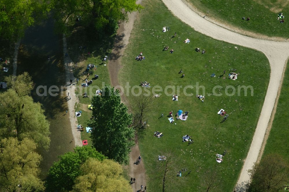 Aerial photograph München - Englischer Garten in Munich in the state Bavaria, Germany