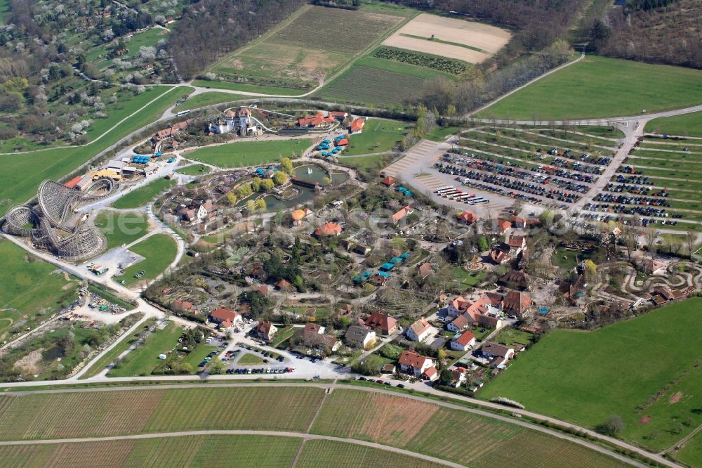 Aerial photograph Cleebronn - A variety of attractions and a nature resort offers the adventure park Tripsdrill in Cleebronn in the state of Baden-Wuerttemberg