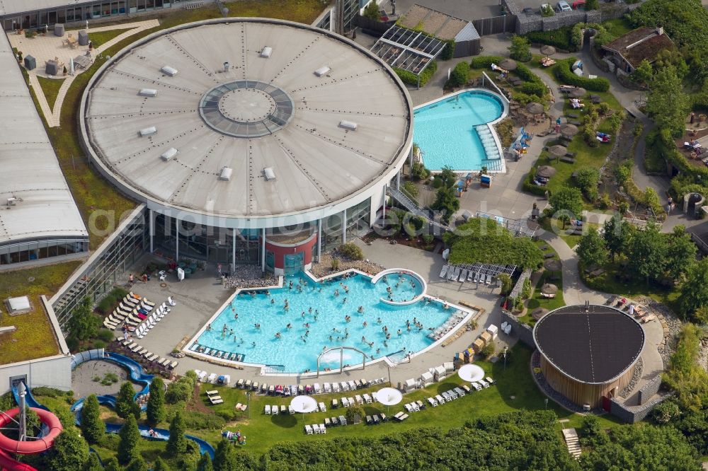 Aerial image Hamm - View of the in the Maximare in Hamm in the state North Rhine-Westphalia. The Maximare contrains a brine bath, wavepool, saunas, wellness and a café