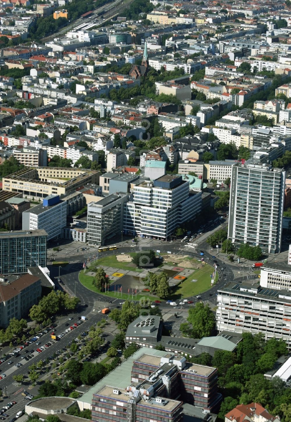 Berlin from above - Ensemble space Ernst-Reuter-Platz in the inner city center in Berlin