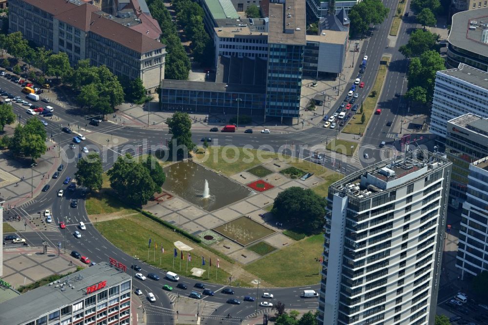 Aerial image Berlin - The square Ernst-Reuter is an important traffic junction in Charlottenburg in Berlin. Two wells characterize the square