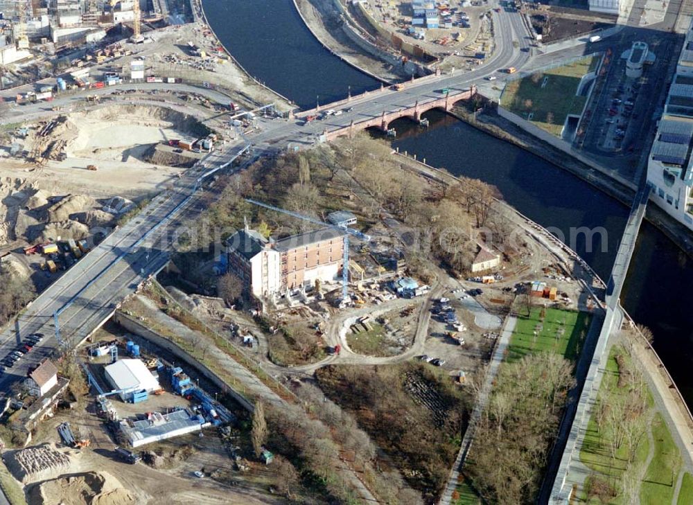 Aerial image Berlin - Tiergarten - Errichtung der Feuer- und Polizeiwache am Bundeskanzleramt im Berliner Regierungsviertel - ein Bauprojekt der SCHÄLERBAU BERLIN GmbH Niederlassung Hochbau Herrn Karakianis pers. Seydelstraße 28 10117 BERLIN 35187301 Herr Karakianis