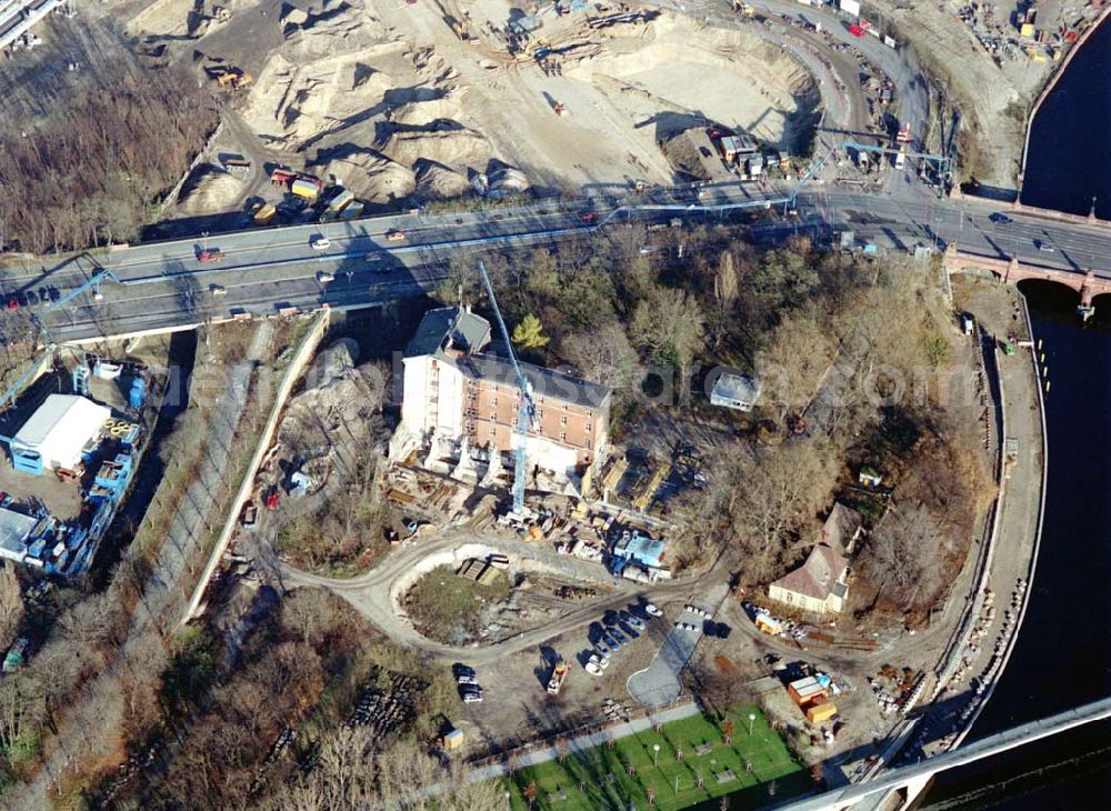 Aerial image Berlin - Tiergarten - Errichtung der Feuer- und Polizeiwache am Bundeskanzleramt im Berliner Regierungsviertel - ein Bauprojekt der SCHÄLERBAU BERLIN GmbH Niederlassung Hochbau Herrn Karakianis pers. Seydelstraße 28 10117 BERLIN 35187301 Herr Karakianis