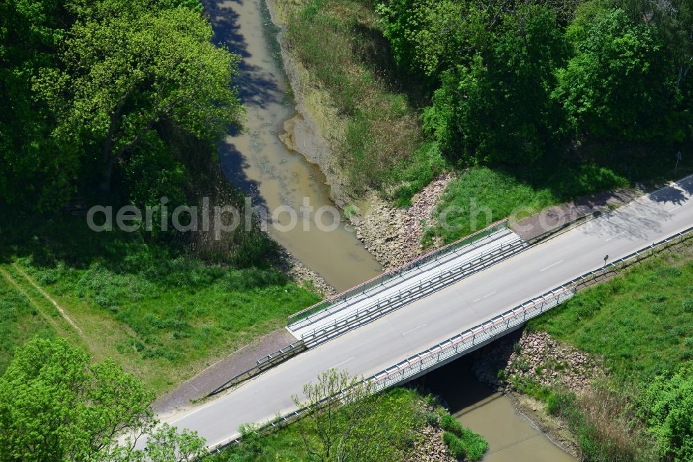 Aerial image Zerben - Replacement building new bridge over the Zerbener Alrarm in the state of Saxony-Anhalt