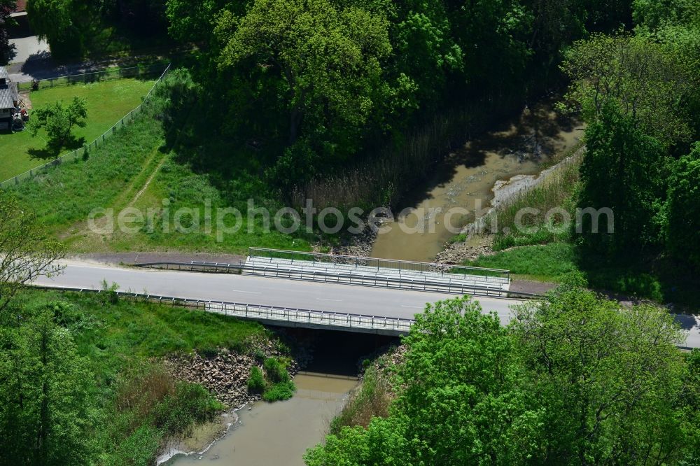 Zerben from above - Replacement building new bridge over the Zerbener Alrarm in the state of Saxony-Anhalt