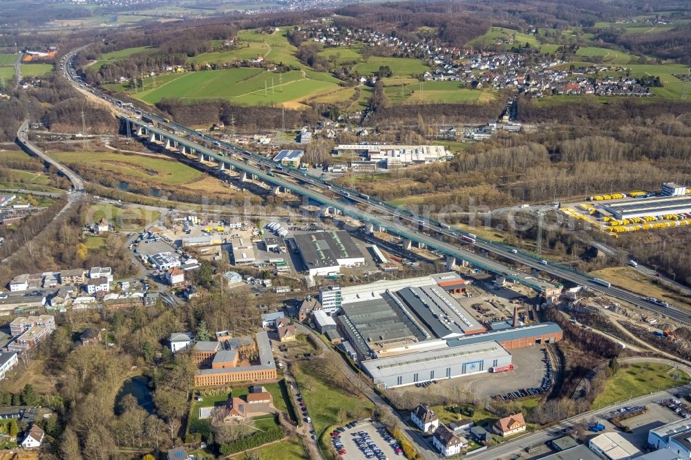 Aerial image Hagen - Construction site of the Lennetalbruecke in Hagen at Ruhrgebiet in the state North Rhine-Westphalia in Germany