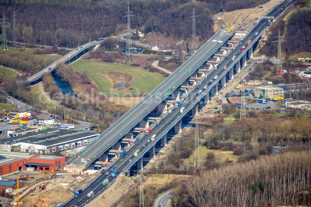 Aerial image Hagen - Construction site of the Lennetalbruecke in Hagen at Ruhrgebiet in the state North Rhine-Westphalia in Germany