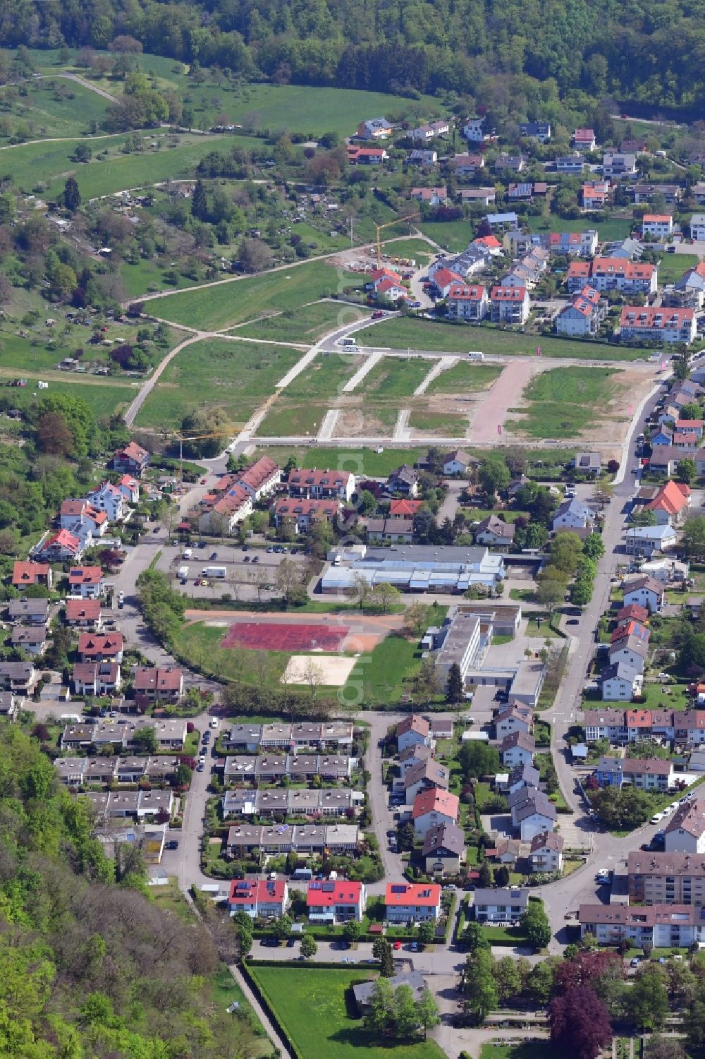 Aerial photograph Lörrach - Construction sites for new residential area Belist of detached housing estate in the district Haagen in Loerrach in the state Baden-Wurttemberg, Germany