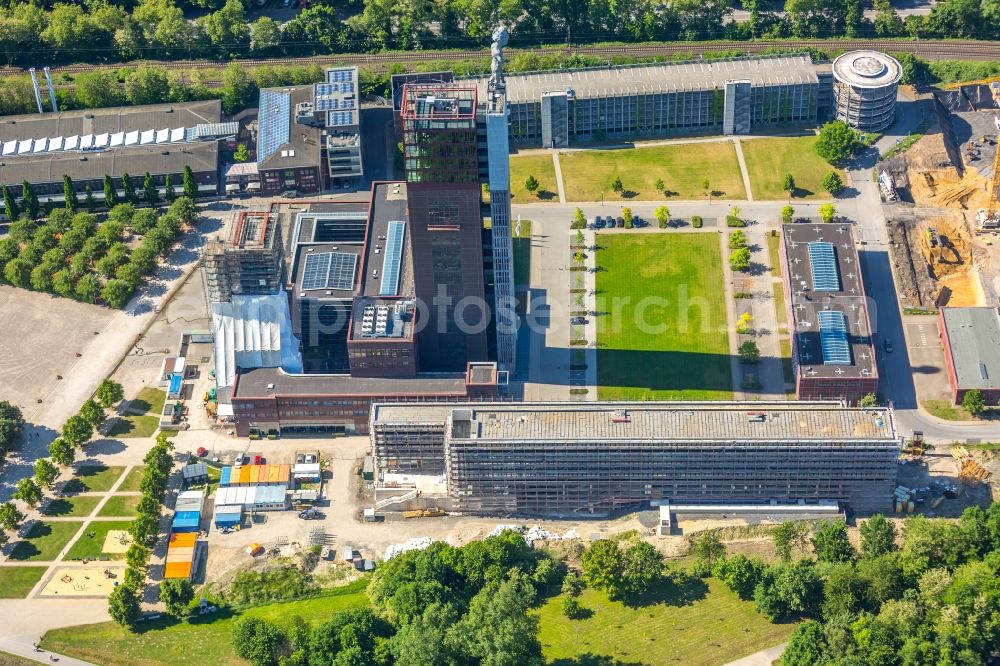 Aerial image Gelsenkirchen - Observation tower on the Office building of the administrative and business center of Vivawest Wohnen GmbH, headquartered in Nordsternpark on the former Nordstern colliery in Gelsenkirchen at Ruhrgebiet in North Rhine-Westphalia