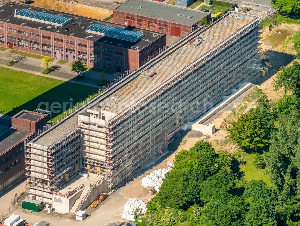 Gelsenkirchen from above - Observation tower on the Office building of the administrative and business center of Vivawest Wohnen GmbH, headquartered in Nordsternpark on the former Nordstern colliery in Gelsenkirchen at Ruhrgebiet in North Rhine-Westphalia