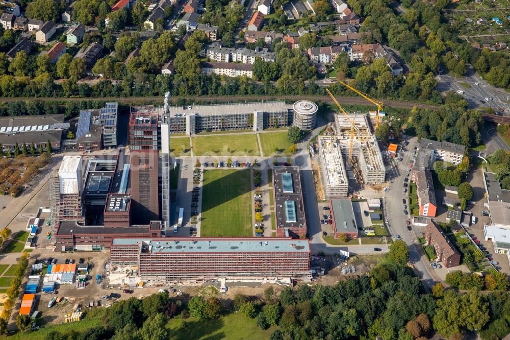 Aerial photograph Gelsenkirchen - Observation tower on the Office building of the administrative and business center of Vivawest Wohnen GmbH, headquartered in Nordsternpark on the former Nordstern colliery in Gelsenkirchen at Ruhrgebiet in North Rhine-Westphalia