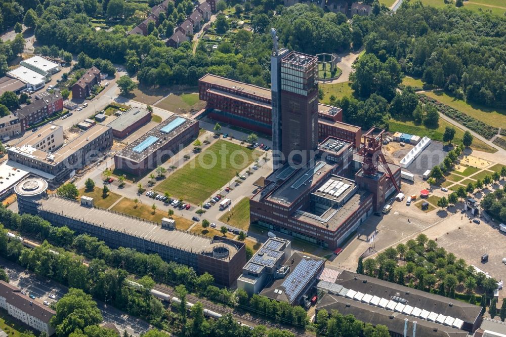 Gelsenkirchen from above - Observation tower on the Office building of the administrative and business center of Vivawest Wohnen GmbH, headquartered in Nordsternpark on the former Nordstern colliery in Gelsenkirchen in North Rhine-Westphalia